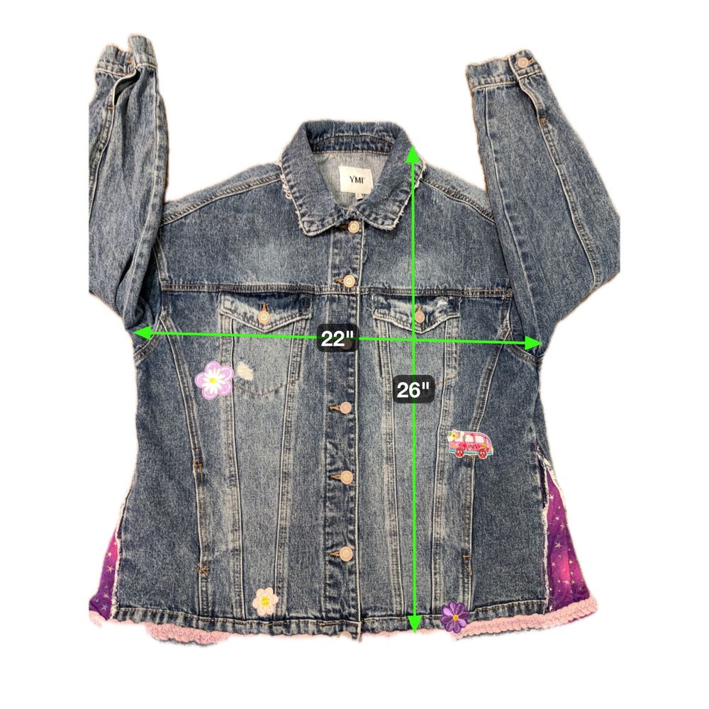 Ymi Denim Jacket Distress Patchwork Boho Fairycor… - image 4